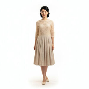 Miss Elliette Vintage Beige Lace Dress Size 12